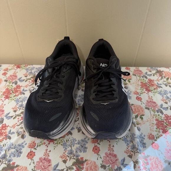 Hoka One One Bondi Men's 9B 1127952 BWHT Running Athletic Sneaker Shoes Black - Picture 3 of 11